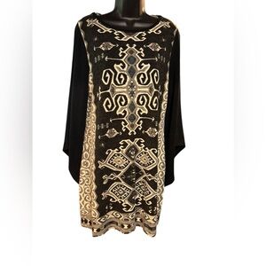 Aryeh Black and Cream Geometric Dress